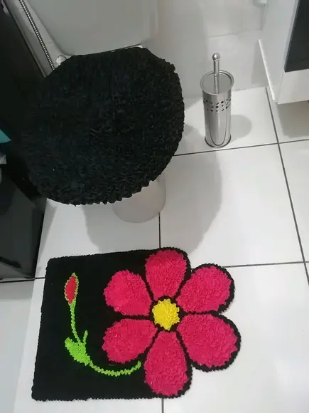 Tapetes Frufru Lavabo Flor Rosa Antiderrapante