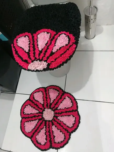 Tapetes Frufru Lavabo Flor Rosa Antiderrapante