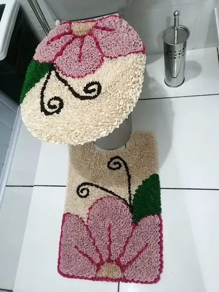 Tapetes Frufru Lavabo Flor Rosa Antiderrapante