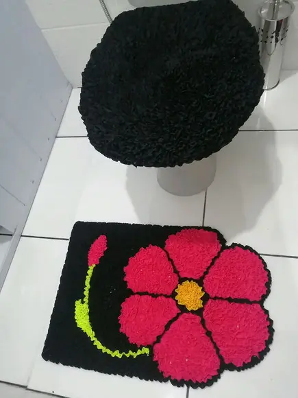 Tapetes Frufru Lavabo Flor Rosa Antiderrapante