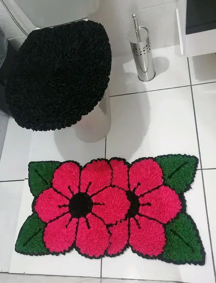 Tapetes Frufru Lavabo Flor Rosa Antiderrapante