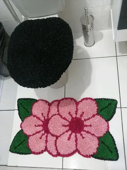 Tapetes Frufru Lavabo Flor Rosa Claro Antiderrapante