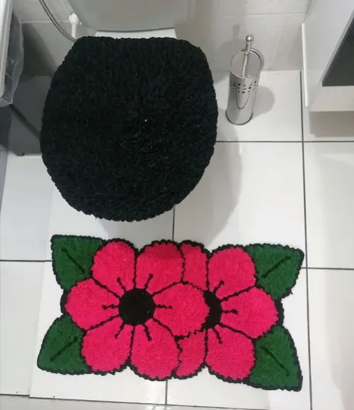 Tapetes Frufru Lavabo Flor Rosa Antiderrapante