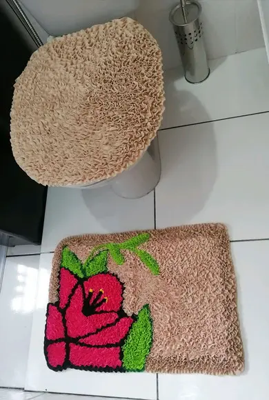Tapetes Frufru Lavabo Flor Rosa Pink Antiderrapante