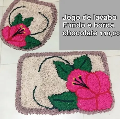 Tapetes Frufru Lavabo Flor Rosa Pink Antiderrapante