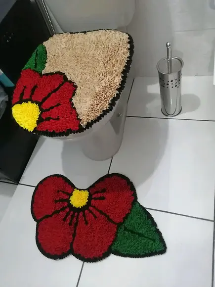 Tapetes Frufru Lavabo Flor Vermelha Antiderrapante