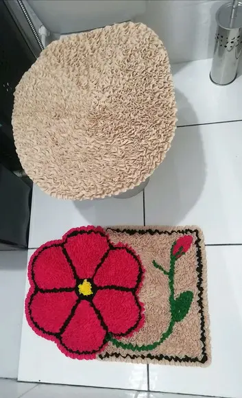 Tapetes Frufru Lavabo Flor Rosa Pink Antiderrapante