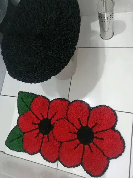 Tapetes Frufru Lavabo Flor Vermelha Antiderrapante