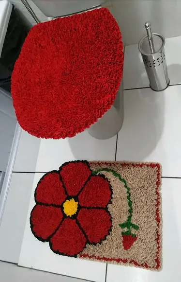 Tapetes Frufru Lavabo Flor Vermelha Antiderrapante