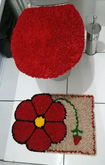 Tapetes Frufru Lavabo Flor Vermelha Antiderrapante
