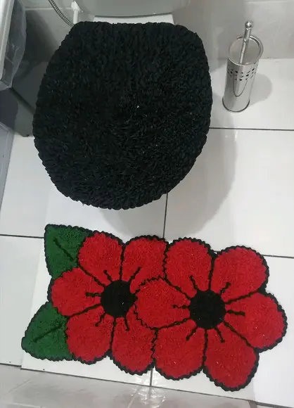 Tapetes Frufru Lavabo Flor Vermelha Antiderrapante