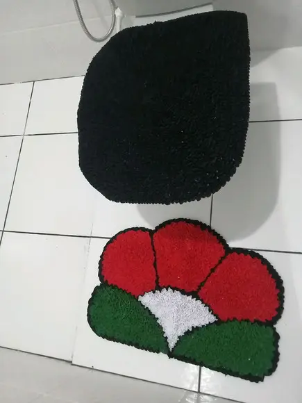 Tapetes Frufru Lavabo Flor Vermelha Antiderrapante