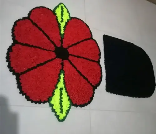 Tapetes Frufru Lavabo Flor Vermelha Antiderrapante