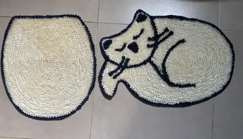 Tapetes Frufru Lavabo Gato Creme Antiderrapante