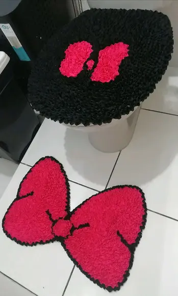 Tapetes Frufru Lavabo Laço Pink Antiderrapante