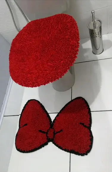 Tapetes Frufru Lavabo Laço Vermelho Antiderrapante