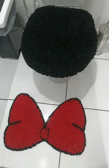 Tapetes Frufru Lavabo Laço Vermelho Antiderrapante