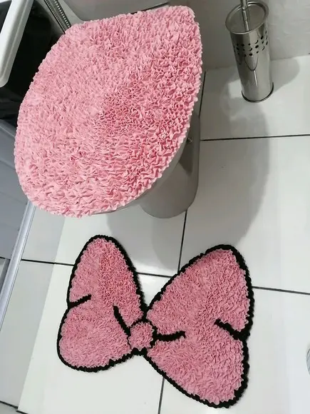 Tapetes Frufru Lavabo Laço Rosa Bebê Antiderrapante