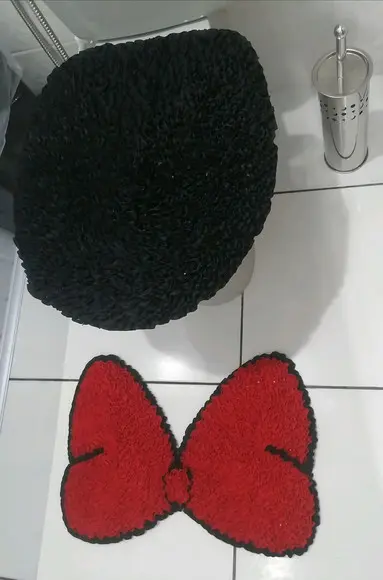 Tapetes Frufru Lavabo Laço Vermelho Antiderrapante