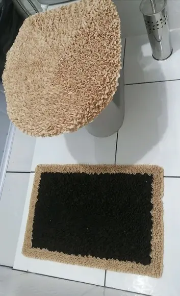 Tapetes Frufru Lavabo Marrom e Bege Antiderrapante