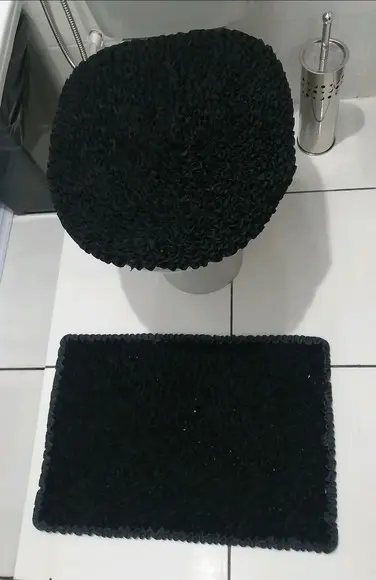 Tapetes Frufru Lavabo Preto Antiderrapante