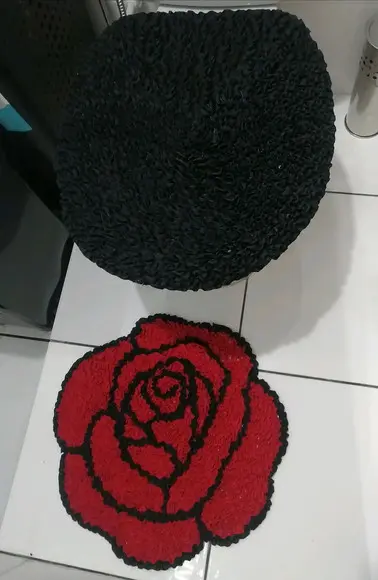 Tapetes Frufru Lavabo Rosas Antiderrapante