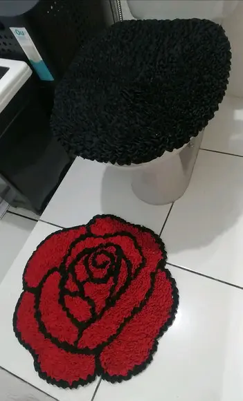 Tapetes Frufru Lavabo Rosas Antiderrapante