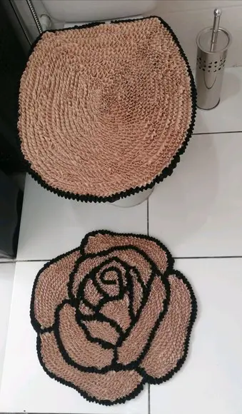 Tapetes Frufru Lavabo Rosa Bege Antiderrapante