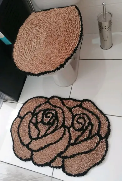Tapetes Frufru Lavabo Rosa Bege Antiderrapante