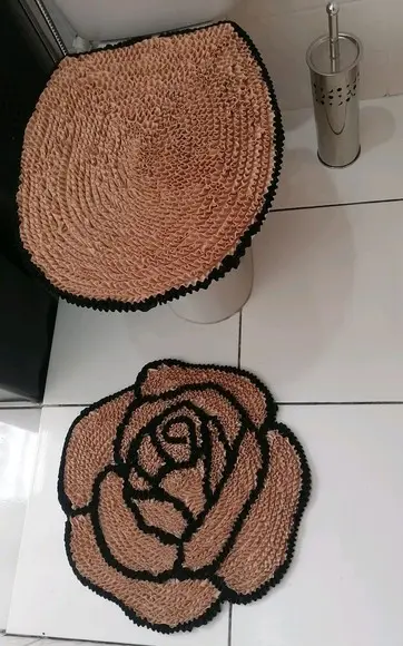 Tapetes Frufru Lavabo Rosa Bege Antiderrapante
