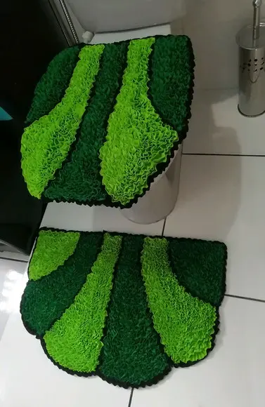 Tapetes Frufru Lavabo Verde Claro e Escuro Antiderrapante