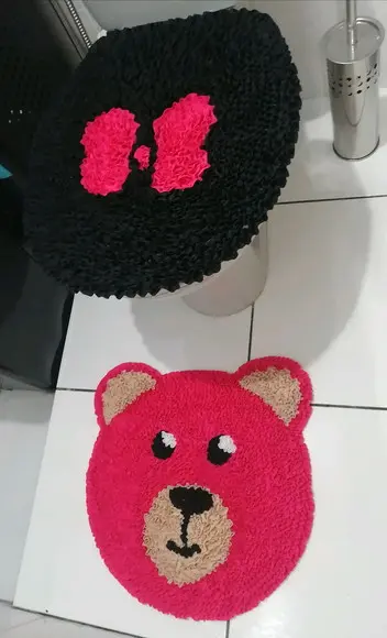 Tapetes Frufru Lavabo Ursa Pink Antiderrapante