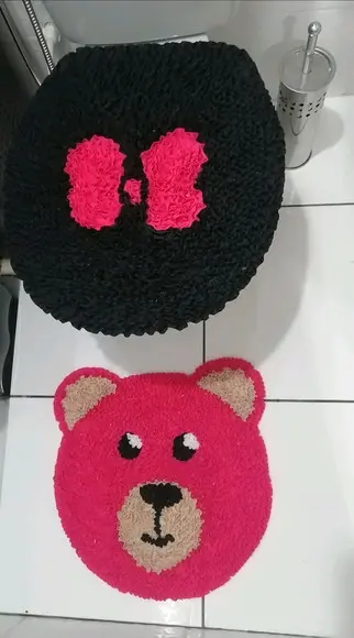 Tapetes Frufru Lavabo Ursa Pink Antiderrapante