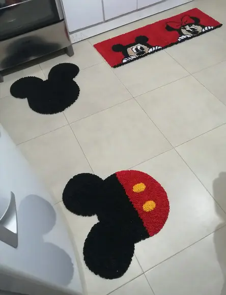 Tapetes Frufru Minnie e Mickey 1m20cm Antiderrapante