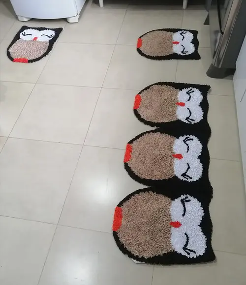Tapetes Frufru para Cozinha Corujas Antiderrapante