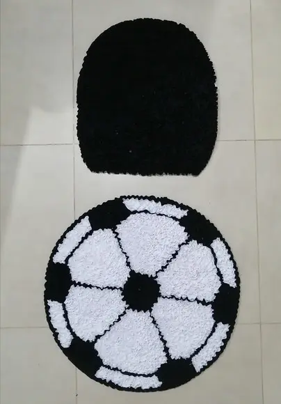 Tapetes Frufru para Lavabo Bola de Futebol Antiderrapante