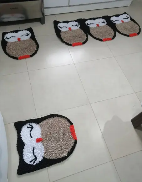 Tapetes Frufru para Cozinha Corujas Antiderrapante