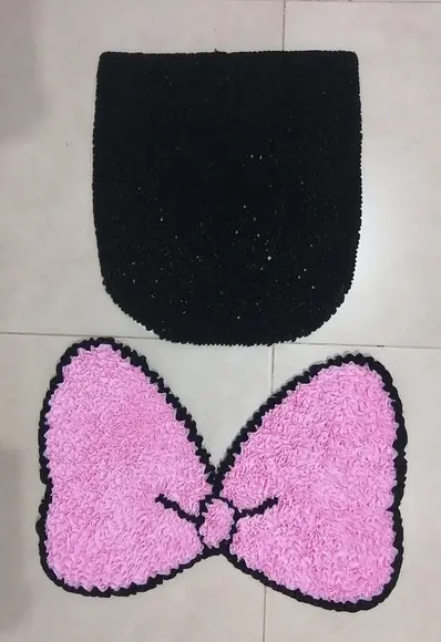 Tapetes Frufru para Lavabo Laço Rosa Bebê Antiderrapante
