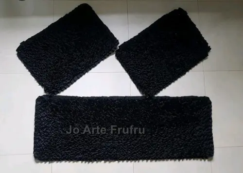 Tapetes Frufru Preto Simples Antiderrapante