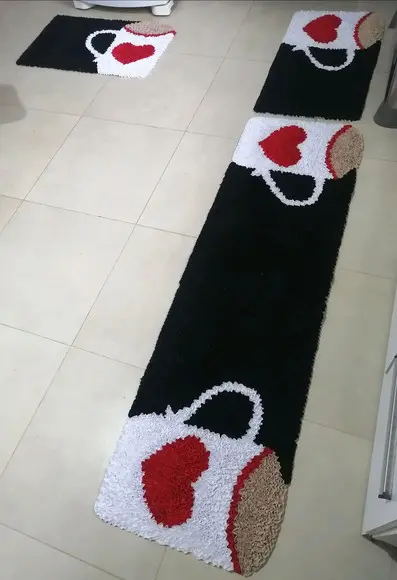 Tapetes Frufru Xícaras 1m70cm x 40cm Antiderrapante