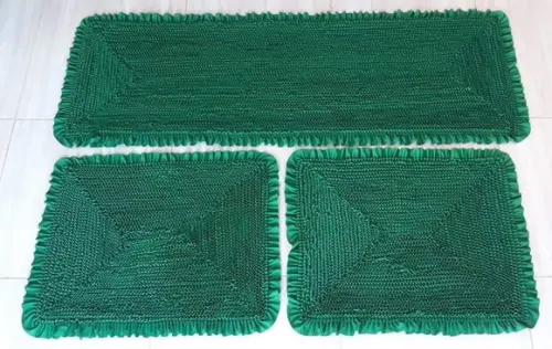 Tapetes Frufru Verde Escuro Antiderrapante