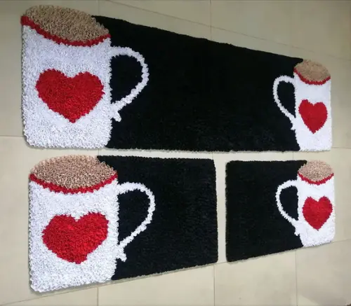Tapetes Frufru Xícaras 1m70cm x 40cm Antiderrapante