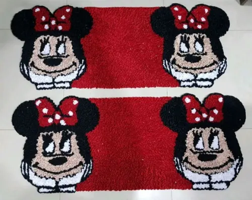 Tapetes Minnie Vermelho, 2 Passadeiras Antiderrapante