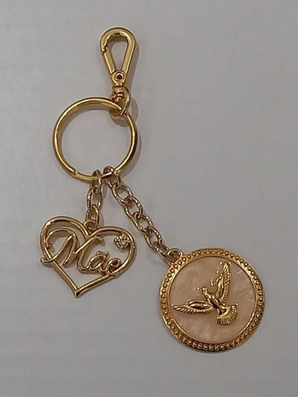 Chaveiro Divino Espírito Santo + pingente Mãe