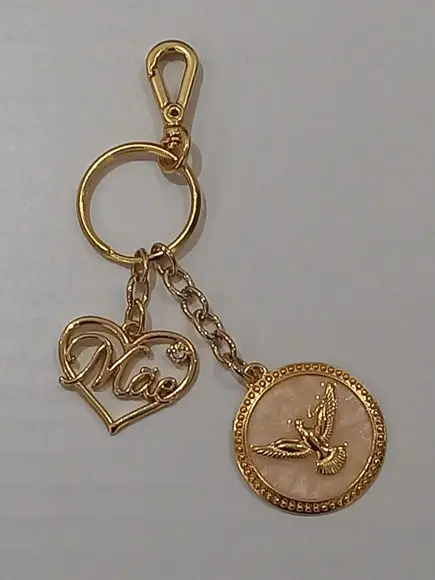 Chaveiro Divino Espírito Santo + pingente Mãe