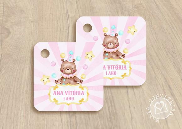 30 Tags Lembrancinha Circo Rosa