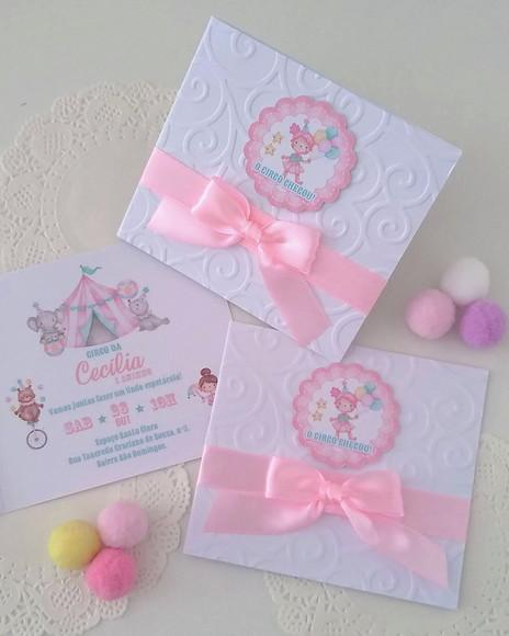 Convite Circo Rosa - Qualquer Tema
