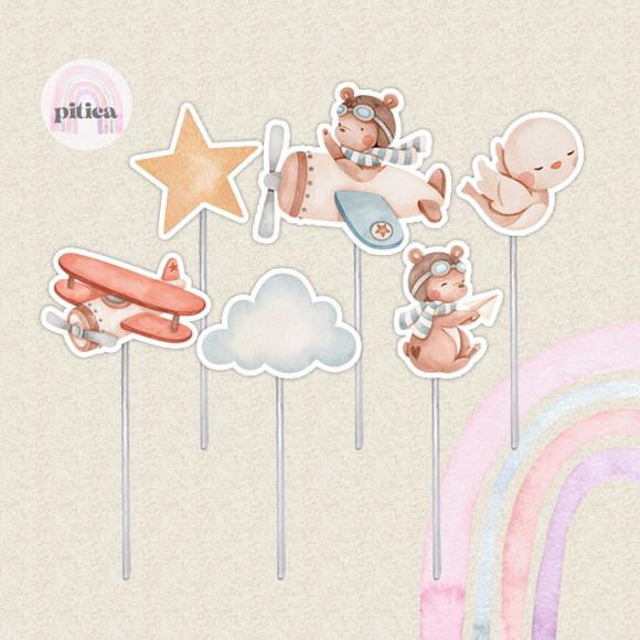 Topper para Doce Urso Aviador - 30 Unidades