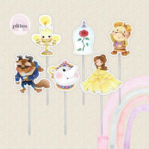 Topper para Doce Bela e a Fera - 30 Unidades