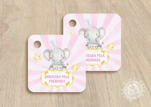 30 Tags Lembrancinha Circo Rosa